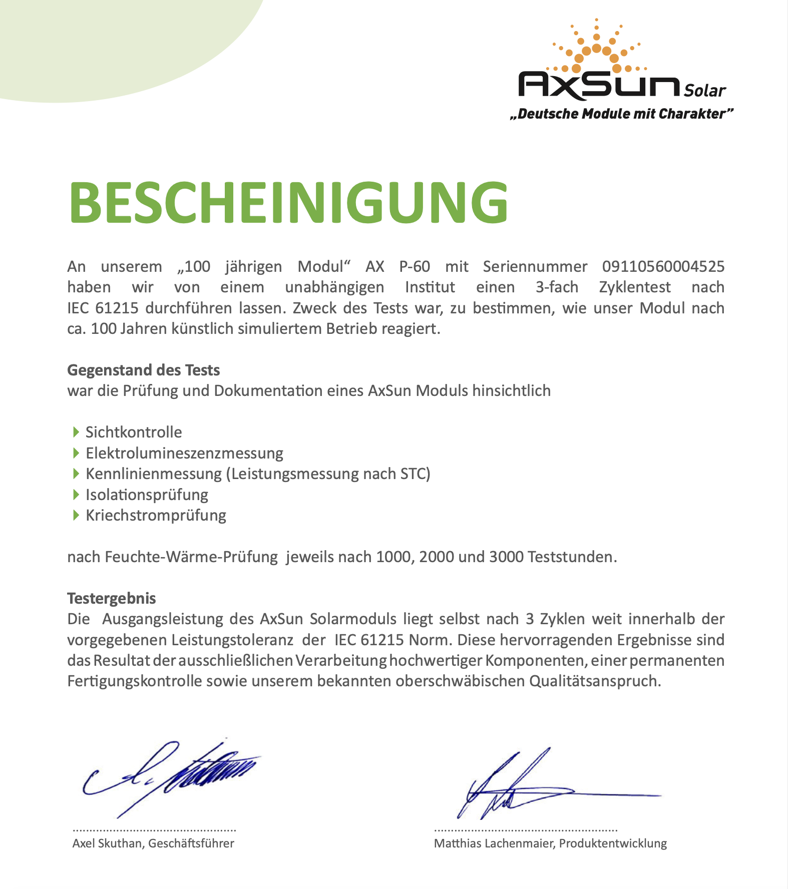 Run auf AxSun – Solarmodule aus Deutschland